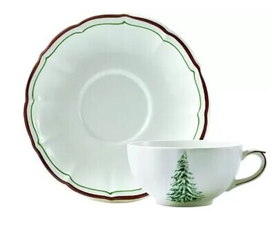 Gien Filet Noel Breakfast Cups &amp; Saucers 17312PTA26, MPN: 17312PTA26, 840769106076