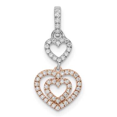 White and Rose Hearts Dangle Diamond Pendant 14k Two-Tone Gold PM8544-018-WRA, MPN: PM8544-018-WRA,