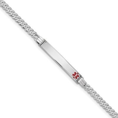 7 Inch Medical Red Enamel Flat Curb Link ID Bracelet 14k white Gold XM591FRW-7, MPN: XM591FRW-7, 19…