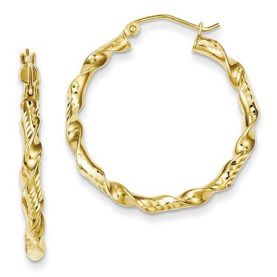 30mm Diamond Cut Twisted Hoop Earrings Sterling Silver Gold Plated QE8454, MPN: QE8454, 886774247977