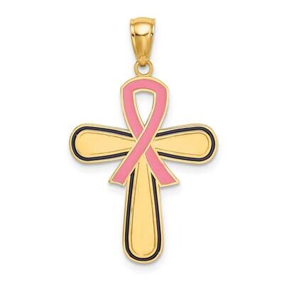 Pink Ribbon Breast Cancer Cross 14k Gold Enamel K6961, MPN: K6961, 637218133031