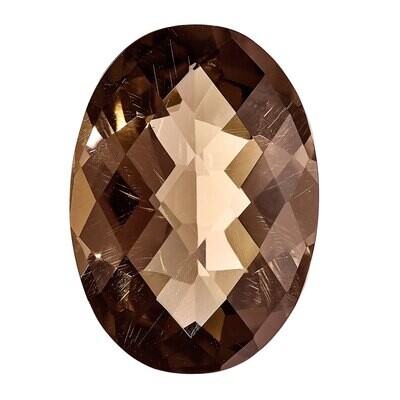 Smoky Quartz 8X6mm Oval Checkerboard AA Quality Gemstone SQ-0806-OVX-AA, MPN: SQ-0806-OVX-AA,