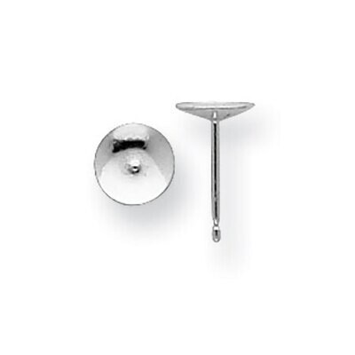 5mm Serrated Pearl Cup and Peg Post Earring Mounting 14k White Gold WG2659, MPN: WG2659,