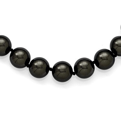 12-13Mm Black Shell Bead Hand Knotted Necklace Sterling Silver QMJN12B-18, MPN: QMJN12B-18, 8867742…