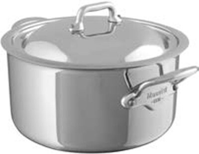 Mauviel M&#39;Cook Stewpan 16cm 6.3 Inch 1.8 Qt. with Stainless Steel Lid