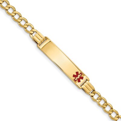 7 Inch Medical Red Enamel Curb Link 5.9mm ID Bracelet 14k Gold XM578FR-7, MPN: XM578FR-7, 191101438…