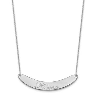 Polished Curved Edwardian Script Bar Necklace 14k White Gold Medium XNA1223W, MPN: XNA1223W,