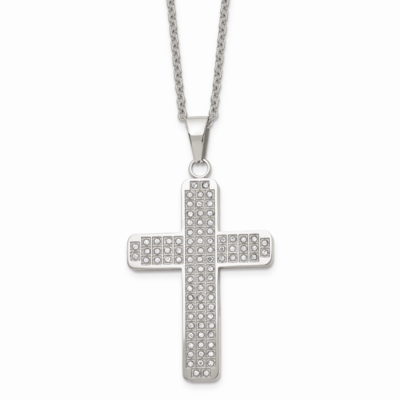 CZ Stone Cross Pendant 22 Inch Necklace Stainless Steel SRN513-22 by Chisel, MPN: SRN513-22, 886774…