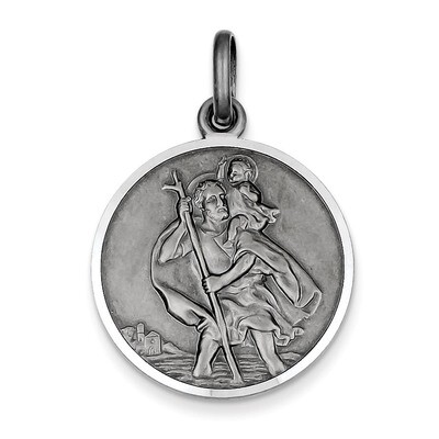 Saint Christopher Medal Antiqued Sterling Silver QC3544, MPN: QC3544, 886774108261