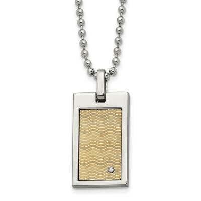 18k Gold-plated with .01ct. Diamond 24 Inch Necklace Stainless Steel SRN366-24 by Chisel, MPN: SRN3…