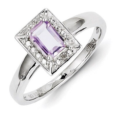 Pink Amethyst Diamond Ring Sterling Silver QR4557PQ, MPN: QR4557PQ, 883957491820