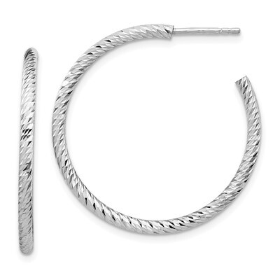 Leslie&#39;s Post Dangle Earrings Sterling Silver Rhodium Radiant Essence Diamond-cut HB-QLE1268, MPN: …
