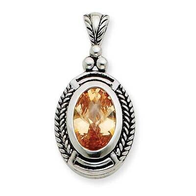 Oval Champagne CZ Pendant Sterling Silver QP654, MPN: QP654, 883957961330