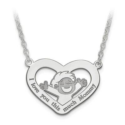 Laser Little Boy Love Heart Pendant with Chain Sterling Silver Rhodium-plated XNA684SS, MPN: XNA684…