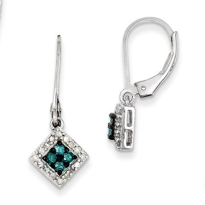 White &amp; Blue Diamond Leverback Earrings Sterling Silver QE10782, MPN: QE10782, 883957026077