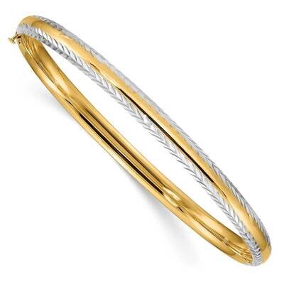 3/16 with White Rhodium Diamond-Cut Bangle 14k Two-tone Gold DB658, MPN: DB658, 886774590257