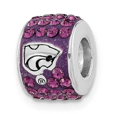 Kansas State University Polished Purple Crystal Bead Charm Sterling Silver KSU070CHM-SS, MPN: KSU07…