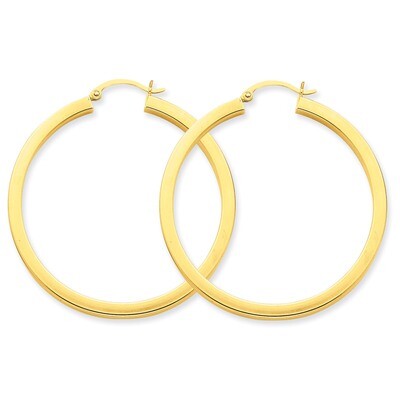 3mm Polished Square Hoop Earrings 14k Gold TE541, MPN: TE541, 883957291017