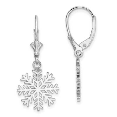 Snowflake Leverback Earrings 14k White Gold 3-D TF1802W, MPN: TF1802W, 637218175499