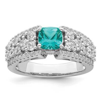 White and Teal CZ Diamond Ring Sterling Silver Rhodium-Plated QR7399, MPN: QR7399,
