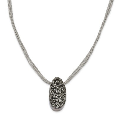 Druzy Agate Polyester Cord Necklace Stainless Steel SRN2172-17.5 by Chisel, MPN: SRN2172-17.5, 1911…