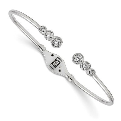 CZ Diamond Hinged Bangle Cuff Bracelet Sterling Silver Rhodium-plated QG4623, MPN: QG4623, 88677407…