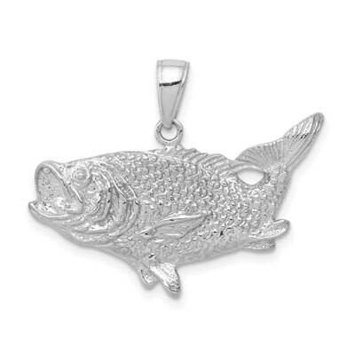 Open-Backed Bass Fish Pendant 14k White Gold Polished C2574W, MPN: C2574W, 637218126101