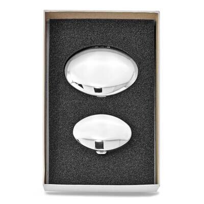 Silver-tone Plain Compact Mirror &amp; Pillbox Set GM20797, MPN: GM20797, 788089143503