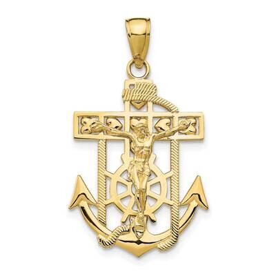 Textured Mini Mariners Crucifix Pendant 10k Gold Polished 10K5581, MPN: 10K5581,