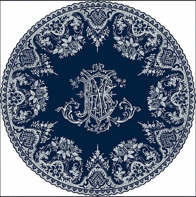 Gien Les Depareillees Blue Dessert Plate Monogramme 1849ADE226, MPN: 1849ADE226, 3660838011448