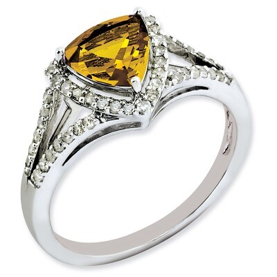 Whiskey Quartz Ring Sterling Silver Diamond QR3068WQ, MPN: QR3068WQ, 886774670454
