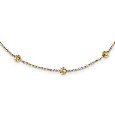 Beads Station Necklace 14k Gold Diamond-cut SF2243-17, MPN: SF2243-17, 191101086199