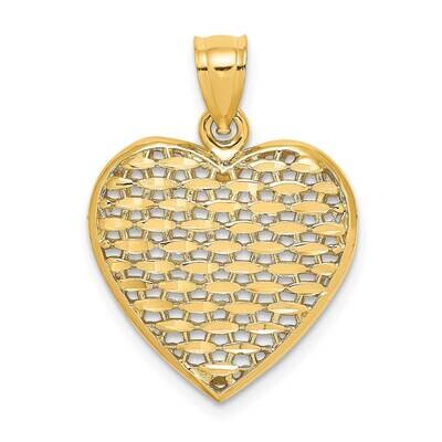 Puffed Heart Charm 14k Gold 3-D Diamond-cut K7132, MPN: K7132, 637218095384