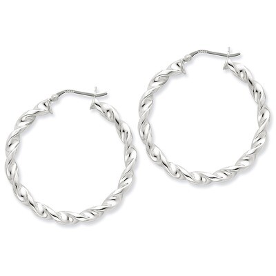 Twist 35mm Hoop Earrings Sterling Silver Rhodium-plated QE6758, MPN: QE6758, 883957575315