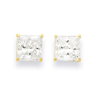 7mm Square Synthetic Diamond Post Earrings 14k Gold XD40CZ, MPN: XD40CZ, 716838209965