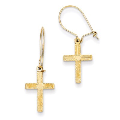 Satin Cross Earrings 14k Gold Polished REL182, MPN: REL182, 886774285153