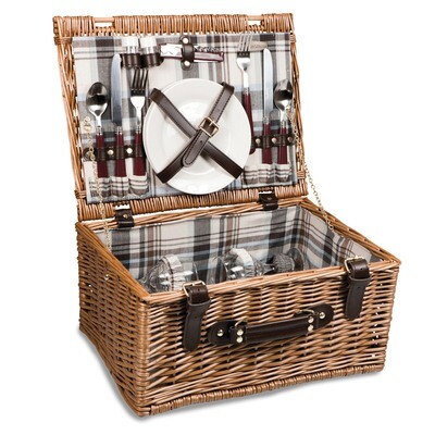 Bristol Blue Plaid English Style Willow Picnic Basket GM20050, MPN: GM20050, 99967274371