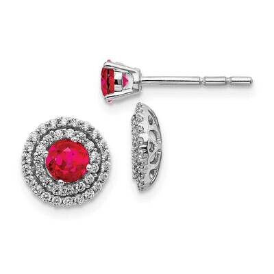 Ruby Earrings 14k White Gold Diamond EM4021-RU-037-WA, MPN: EM4021-RU-037-WA, 191101836961