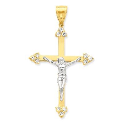 Crucifix Pendant 10k Gold Synthetic Diamond 10C1091, MPN: 10C1091, 886774019543