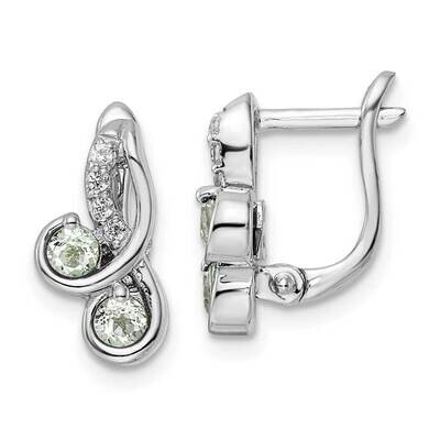 .50T.W. Green Quartz White Topaz Hinge Earrings Sterling Silver Rhodium-Plated QE16645AG, MPN: QE16…