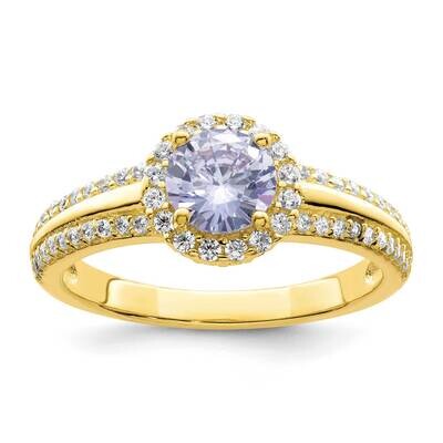 Gold Tone Purple CZ Diamond Ring Sterling Silver QR7402, MPN: QR7402,