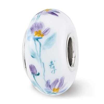 Misty Morning Flowers Fenton Glass Bead Sterling Silver QRS3704, MPN: QRS3704, 19727657237