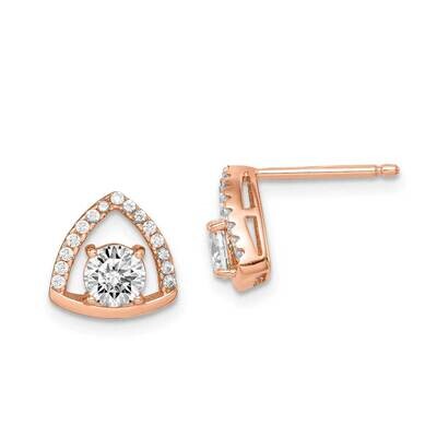 Triangle CZ Diamond Stud Earrings Sterling Silver Rose-tone QE14069, MPN: QE14069, 883957935560