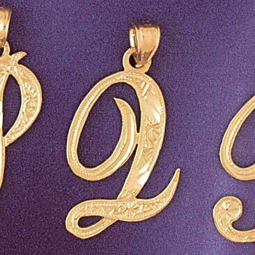 Dazzlers Jewelry Initial Q Pendant Necklace Charm Bracelet in Yellow, White or Rose Gold 9566q, MPN…