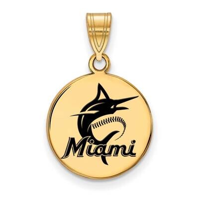 MLB Miami Marlins Medium Enamel Disc Pendant Gold-plated Sterling Silver GP029MIN, MPN: GP029MIN, 1…