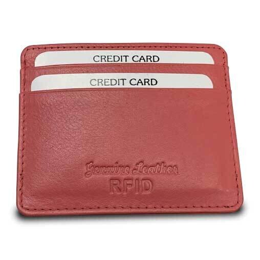 Pink Genuine Cowhide Leather RFID 6-Card Slim Wallet GM22530, MPN: GM22530,