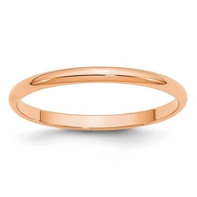 2mm Half Round Band 14k Rose Gold RHRL020, MPN: RHRL020, 883957922553
