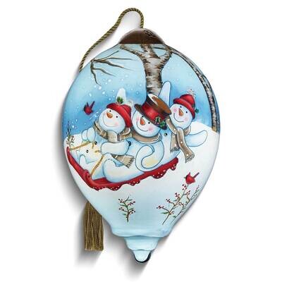 Neqwa Art Three Snowmen Sledding Ornament GM25381, MPN: GM25381, 842181125185