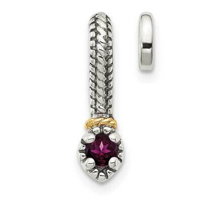 Rhodolite Garnet Chain Slide Pendant Sterling Silver with 14k Gold Polished QTC1708, MPN: QTC1708, …