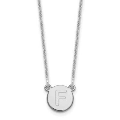 Tiny Circle Block Initial Letter F Necklace 14k White Gold XNA722W/F, MPN: XNA722W/F, 196904084946